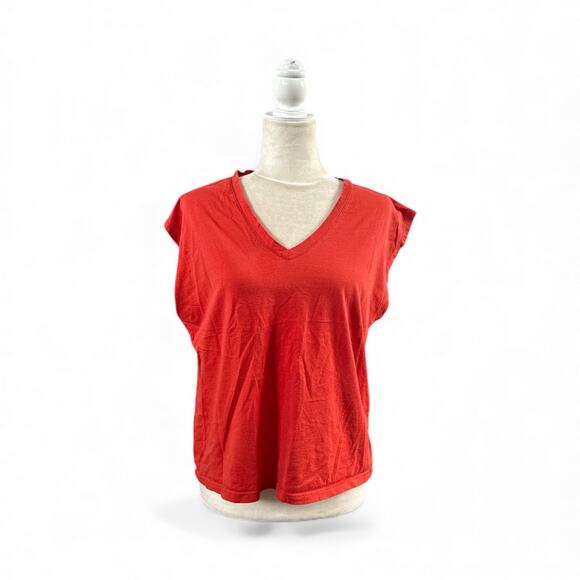 Nordstorm Womens Capped Sleeve Box Tee in Red Size Medium - Picture 2 of 6